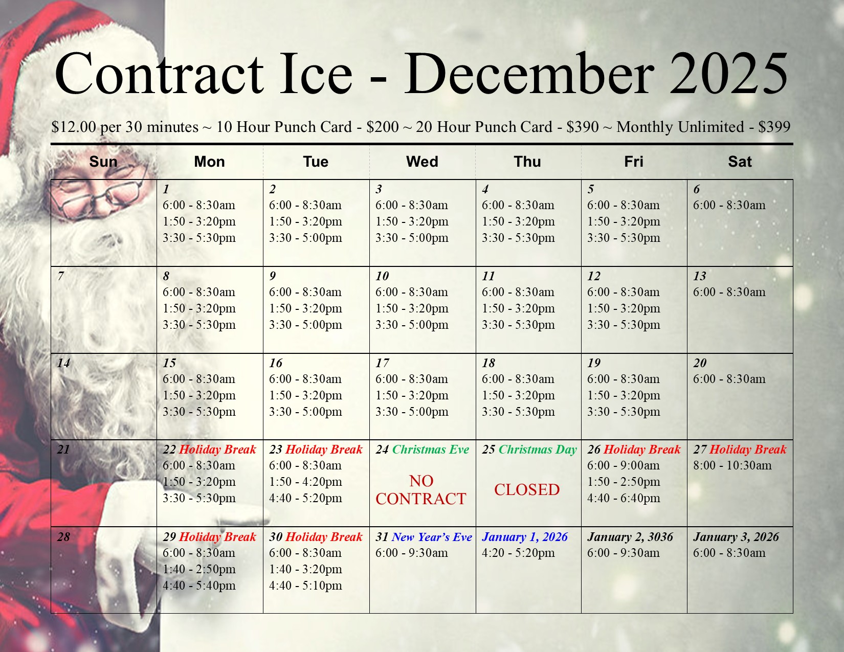 December 2025 Contract Ice
