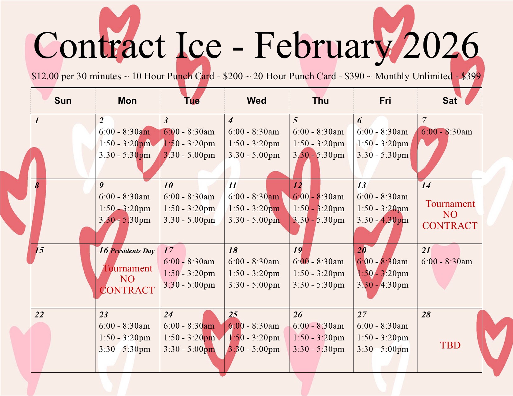 February 2026 Contract Ice